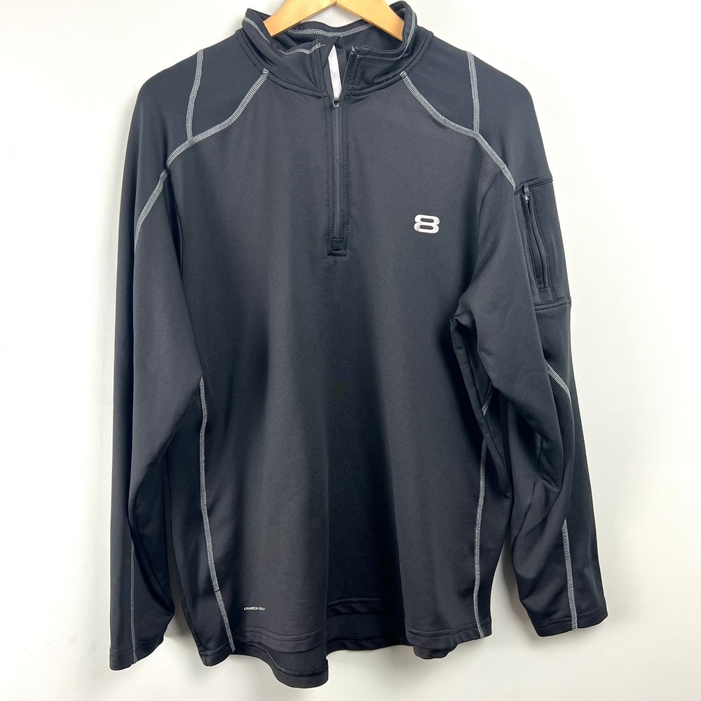 Layer 8 Quarter Zip Pullover Long Sleeve Performance‎ Shirt Men's Size L Black